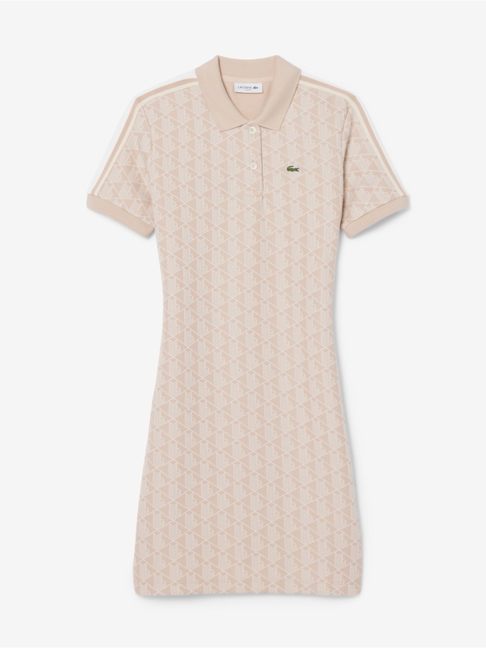 NWT Lacoste Monogram Polo Dress Beige Slim Fit Size 34 - XS - Picture 5 of 11